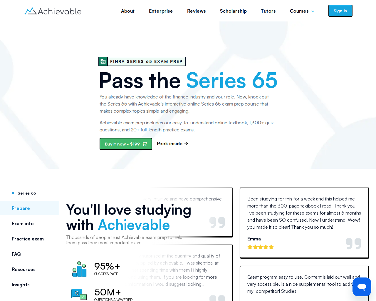 Achievable Series 65 platform interface