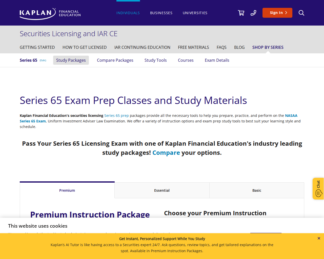 Kaplan Financial Education platform screenshot
