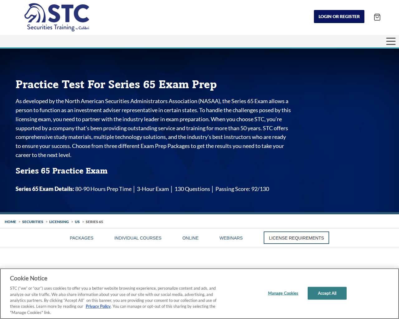 STC Securities Training Corp Series 65 platform interface